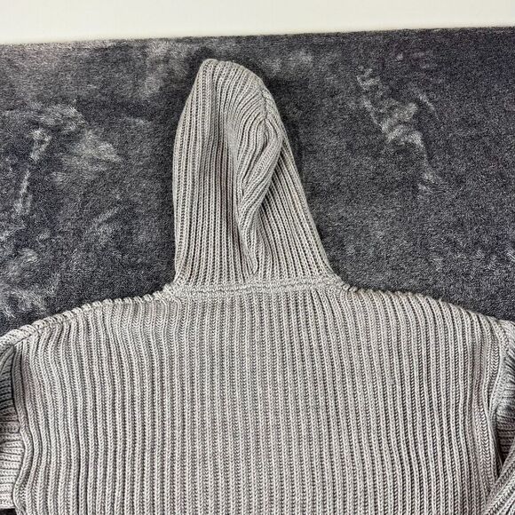 Nicole Farhi Chunky Knitted 100% Wool Hoodie Full Zip Gray Jacket Men's M* - Picture 15 of 16